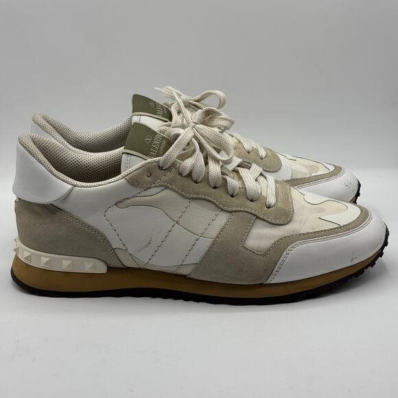 VALENTINO GARAVANI Camouflage Rockrunner Sneaker Rockstud White Grey Sz 43 - Picture 2 of 16